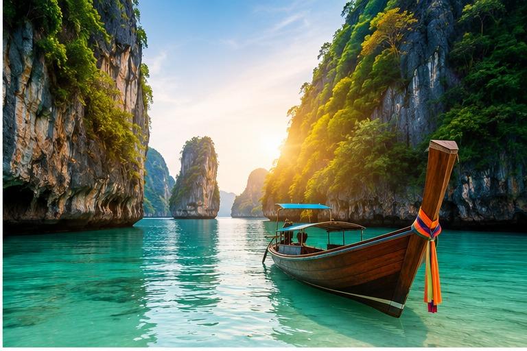 Tropical travel destination with clear water